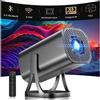 WAN Mini proiettore - Proiettore portatile - Home cinema - Android 12, Wi-Fi 6 - Schermo da 200 pollici - Grigio