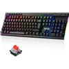 Redragon Tastiera da gaming Redragon K580 Pro, 100% meccanica, wireless, con 3 modalità, illuminazione RGB, sistema di tasti intercambiabili, controllo multimediale, macro programmabili, switch lineari, colore rosso, layout francese AZERTY