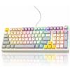 Lustrens Tastiera meccanica, 96+1 tasti, cablata, tastiera da gaming, materiale ABS, tasti bicolore, interruttore blu, design compatto
