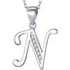 MASADA Collana in Argento 925 - Ciondolo Lettera Iniziale con Pietre Zircone - Iniziali Nome per Donna e Ragazza - Catena 46 cm Confezione Borsa in Velluto