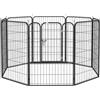 PawHut Recinto per Cani Grande Taglia 8 Pannelli 80x1.5x100cm Grigio | Modulabili, Recinzione Box per Cani e Cuccioli Pieghevole, Porta in Acciaio, 8 Picchetti