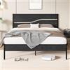 VECELO Struttura per letto matrimoniale, 140 x 200 cm, con testiera effetto legno e rete a doghe, portata fino a 320 kg, 31 cm di spazio da terra, silenziosa, facile montaggio, nero