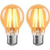 ledscom.de 2x lampadina LED E27, A60, bianco extra caldo (2400 K), 7 W, 778lm, dimmer a 3 livelli, colore oro