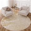 TAPISO Crystal Tappeto Rotondo Pelo Corto Beige Oro 200 x 200 cm | Effetto marmo effetto 3D soggiorno camera da letto design moderno Oeko-Tex