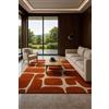 AUWUUA Tappeto moderno astratto geometrico 200x240 cm, motivo a blocchi curvi color terracotta, tappeto a pelo corto, arancione, lavabile, antiscivolo per soggiorno e camera da letto.