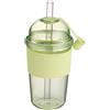 Vistnale Tazza di vetro|Tazza di caffè ghiacciato riutilizzabile, bicchieri di plastica da 17, 6 once con coperchi e cannuccia, custodia in silicone per bevande fredde, caffè freddo, tè con bolle, verde