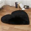 Tomifine Tappeto Imitazione Lana Lungo Pelliccia Morbida Forma di Cuore Tappeti Imitazione Della Pelliccia Decorazione per Camera da Letto, Soggiorno, Divano, Tappetino per Il Letto (60 x 60 cm,Nero)