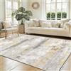 WQMMD Tappeto Soggiorno Moderno Astratto 200x300cm - Tappeto Grande Lavabile, Antiscivolo e Morbido, Tappeto Pelo Corto Geometrico Grigio, Beige e Oro XXL per Salotto e Camera da Letto