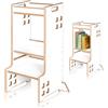 LIONELO CASS Torre Montessori per bambini 3in1, Da 1 Anno Fino a 30kg, Aiutante cucina, Libreria Scaffale e torre di apprendimento per bambini, Stabile e Sicurezza (Bianco)