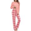 Leversic Pigiama Invernale Donna Cotone Maniche Lunghe Pigiami Lungo Top Stampa a Farfalla e Pantaloni Lunghi Comodo per Casa S-XXL