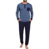 Leversic Pigiama Uomo Invernali Pigiama Due Pezzi Cotone Pigiami da Uomo Lungo Maniche Lunghe e Pantaloni S-XXL