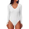 DUOEASE Body Donna Manica Lunga Slim Fit Maglietta Donna Scollo V Stretch | Linea pulita sotto i pantaloni vita definita mano morbida ufficio tempo libero viaggio strati autunno look femminile