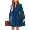 CUPSHE Mini abiti autunnali da donna in pizzo con volant semi formale abito da sposa con scollo a V manica lunga a sbuffo elastico in vita cravatta