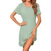 Demegimi Camicia da Notte Donna Maniche Corte Camicia Notte al Ginocchio Morbida e Confortevole Pigiama Estivo a Girocollo