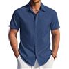 COOFANDY Camicie estive da uomo in cotone a maniche corte, vestibilità regolare, per vacanze e spiaggia, con tasche