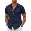 COOFANDY Camicie a maniche corte da uomo estive con bottoni camicie da abito camicia slim fit camicie casual da lavoro camicia da lavoro, blu navy, L