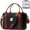 HPLQQ Borsone da Viaggio Donna Bagaglio a Mano Ryanair 40x30x20 | Borsa Sportiva Borsone da Palestra con Scomparto per le Scarpe, Borsa da Weekend, Ospedale Parto, Danza,Marrone-Nero