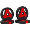 SPORTNOW Set di 4 Dischi Palestra da 20/25/30 kg Totali | Dischi Pesi, Foro Ø25 mm, in PP e Cemento, Maniglie, Pesi per Bilanciere, Allenamento Fitness per Palestra Casa, Nero e Rosso