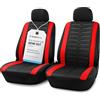 Upgrade4cars Coprisedili Anteriori Set Versione 2026 Rosso Auto Universale | Set anteriore 4 pezzi | Imbottitura 8 mm | Lavabile a 30 °C | Universale