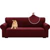 YSTELLAA Copridivano 3 Posti Con Braccioli, Bordeaux | Elasticizzati Jacquard Copridivani, Moderno Sofa Cover Lavabili, Antiscivolo, Pet-friendly, Antigraffio, per Soggiorno