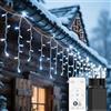 BESCOST Luci di Natale da Esterno Cascata 10m 400led Bianco Freddo, Tenda Luminosa con RF Telecomando, 8 Modalità + 4 Luminosità + Timer, Luci Led Natale per Balcone Terrazza Giardino