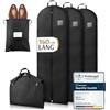 Bruce.® 3x Borsa Porta Abiti da Viaggio 160x60 cm - Nero | Con sacchetto per scarpe. Protegge cappotti e abiti lunghi da polvere e tarme. Tessuto traspirante 120 GSM.
