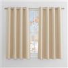 PONY DANCE Tende Oscuranti Termiche Isolanti Caldo e Freddo per Interni | Corte, per Camera da Letto, per Cucina, con Anelli, per Finestre Piccole, Anti-UV, 2 Pezzi L 132 x A 114 CM, Beige