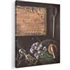 MuchoWow© Quadri Grandi Dimensioni Quadretti Parete Quadro Moderno Camera | 50x70 cm - Letto Stampa Foto Su Tela SoggiornoTagliere - Erbe - Cucchiaio - Cucina - Rustico - Mortaio - Erba cipollina