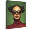 MuchoWow© Quadro Moderno Soggiorno Decorazioni Da Parete Quadri Su Tela Da | 30x40 cm - Salotto Grandi Foto Con Cornice Stampe Su Tela Camera Da Letto Donna - Verde - Occhiali - Estetica - Moderna