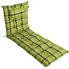 LILENO HOME Mar 1 cuscino per lettino a rotelle e sdraio da spiaggia, verde a quadri, cuscino imbottito per lettino da giardino (188 x 60 x 8 cm)