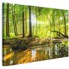 MuchoWow© Stampa di Foto su Tela Quadro Soggiorno Moderno Quadri per | 60x40 cm - Salotto Decorazioni Camera Foresta - Paesaggio - Acqua - Alberi - Sole - Verde - Natura
