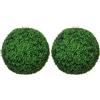 HOMCOM Set di 2 Piante Finte Sfera di Bosso Ø50cm Verde | Piante Artificiali Decorative da Interno ed Esterno, Giardino, Ufficio, Soggiorno, Piante Finte da Esterno
