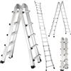 TLGREEN Scala telescopica 4.8M Scala multiuso in alluminio scala allungabile 4x5 pioli 3 in 1 telescopica multifunzione pieghevole cavalletto di prolunga a gradini e bifacciale portata massima 150 kg