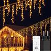 BESCOST Luci Natale da Esterno Cascata 200LED 5M con Telecomando Tenda Luminosa Esterno Prolungabile /8 Modalità/Timer, per Decorare Giardino, Balcone, Finestra Tetto Bianco Caldo