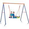 Outsunny Altalena da Giardino per Bambini a Nido 196x172x180cm Multicolore | per 1-2 Bambini, Struttura ad A in Metallo Rinforzato, Altalena a Nido