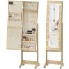 HOMCOM Specchio Portagioie con Luce LED, 36x30x136 cm, Color Legno | Armadietto Portagioie con Specchio, per Camera Soggiorno