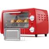 HOMCOM Fornetto Elettrico 10L, Timer, 750W, 36.5x26x22cm, Rosso | Temperatura Regolabile, Griglia e Teglia Incluse