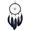 DonDon Acchiappasogni Dreamcatcher con perle e vere piume Nero - Ø 14 cm