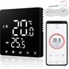 CNBINGO Termostato intelligente da incasso con sonda, termostato digitale per riscaldamento elettrico, compatibile con Alexa e Google Assistant, controllo vocale, nero con cornice in plastica