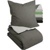 Marie´s Home Marie's Home - Set biancheria da letto in velluto ultra morbido 155x220 - Copripiumino + 1 federa per cuscino 80x80, set 2 pezzi 1629.2376, 155 x 220 + 80 x 80 cm, antracite - Argento