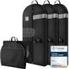 Bruce.® 3x Borsa Porta Abiti da Viaggio 120x60x12 cm - Nero | Profondità extra per capi voluminosi come piumini e completi. Tessuto traspirante 120 GSM, cerniera robusta e gancio.