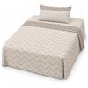 MAXIME MAISON - Completo Lenzuola Flanella Una Piazza e Mezza in Cotone Stampate, Set Lenzuola 1 Piazza e Mezza Invernali con Fantasia Elegante (Chevron Tortora)