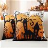 Artscope 2 Pezzi Federe Cuscini di Autunno Cuscino Decorativo in Lino Halloween per la Decorazione Domestica Soggiorno Camera da Letto Divano 40x40cm (La Casa Fantasma)