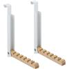 Relaxdays Ganci da Porta Appendiabiti, Set da 2 Appendini Pieghevoli per 6 Grucce Appendi Abiti, Ferro e Legno, Bianco