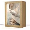 OnlyWow© Lampada Da Tavolo [template] 15x20 cm Luce Notturna LED Desk Lamp Bajour Comodino Ufficio Night Light Bedroom Barca a vela - Mare - Beige - Sole