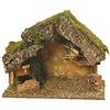 Aurora Store Capanna Presepe Vuota con Fontana Inclusa per Natività Grande in Legno con Muschio e Tetto di Sughero, Legno, Dimensioni 26 x 16 x h. 35cm Sacra Famiglia, Pastori, Re Magi