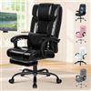 ALFORDSON Sedia Girevole con Poggiagambe Poltrona Direzionale Ergonomica da Ufficio Studio Regolabile con Rotelle, Supporto Lombare, Altezza Regolabile, Portante di 180 kg, Similpelle(Nera lucida)