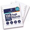 PREVIS Fogli Bianchi A5 | Ricambi Agenda 6 Anelli | 3x45 135 Fogli | Ricarica Refill Carta Liscia senza Righe | Inserti per Raccoglitore ad Anelli con 6 Fori | 21 x 15 cm