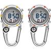 JewelryWe Orologio digitale con clip per uomo e donna, mini orologio da tasca con fibbia per cintura, per medici, infermieri, chef