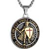 HZMAN Collana da uomo in acciaio inossidabile con croce rossa e scritta Knights Templar put on the whole Armor of God Efesini 6:13-17